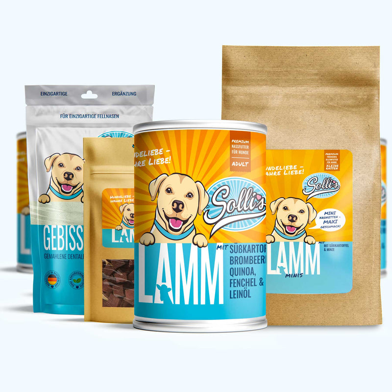 Pack découverte nourriture pour chiens agneau minis + poudre dentaire GRATUIT