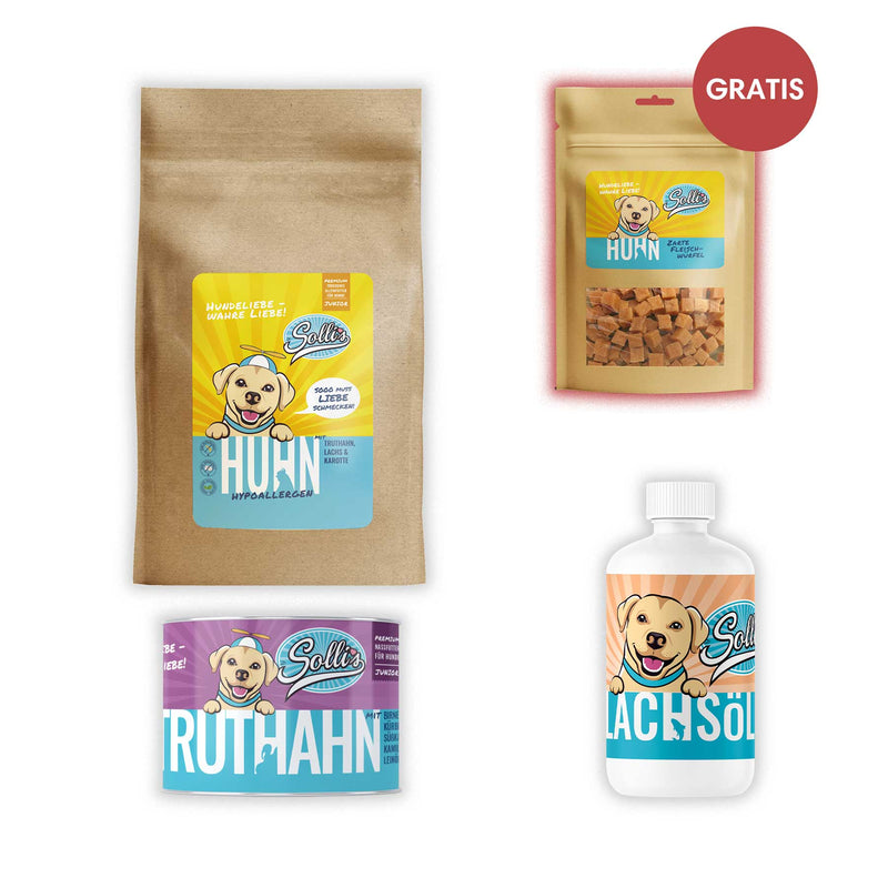 Probierpaket Junior Huhn + GRATIS Huhn Fleischwürfel