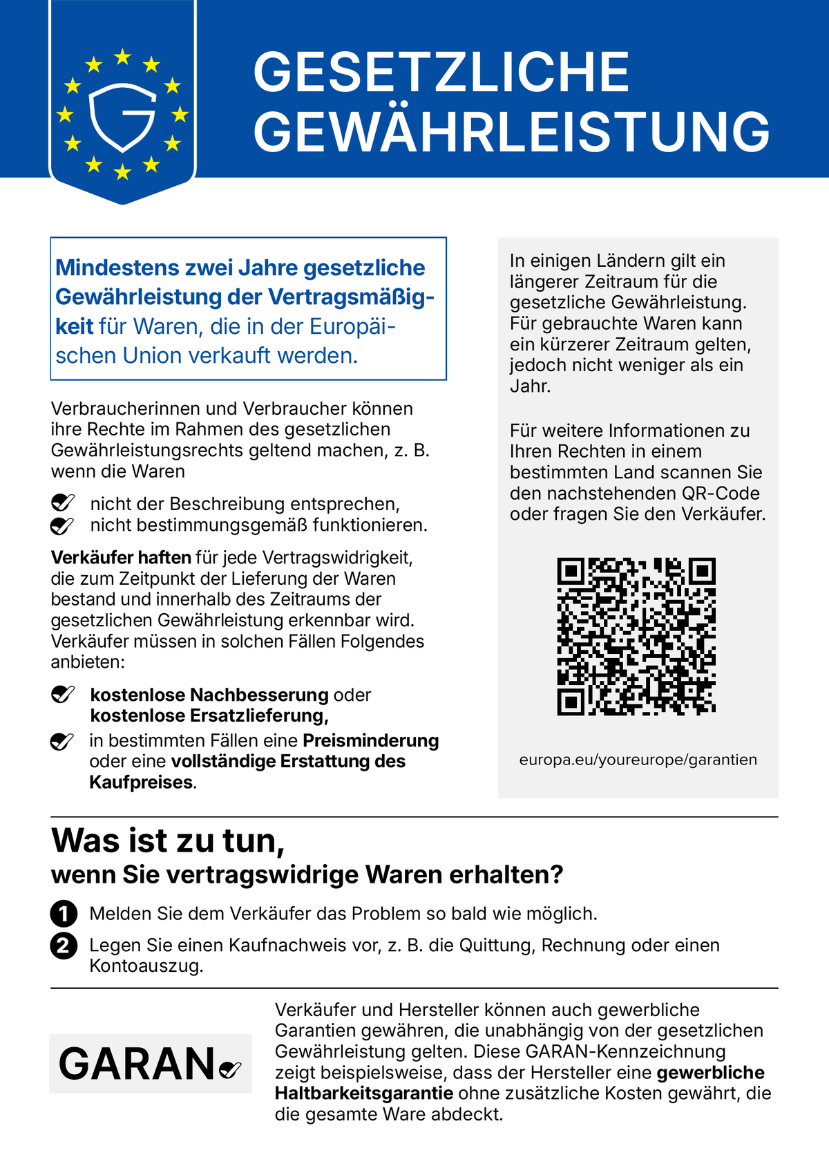 EU-Hinweis zu deinen gesetzlichen Gewährleistungsrechten beim Kauf von Waren