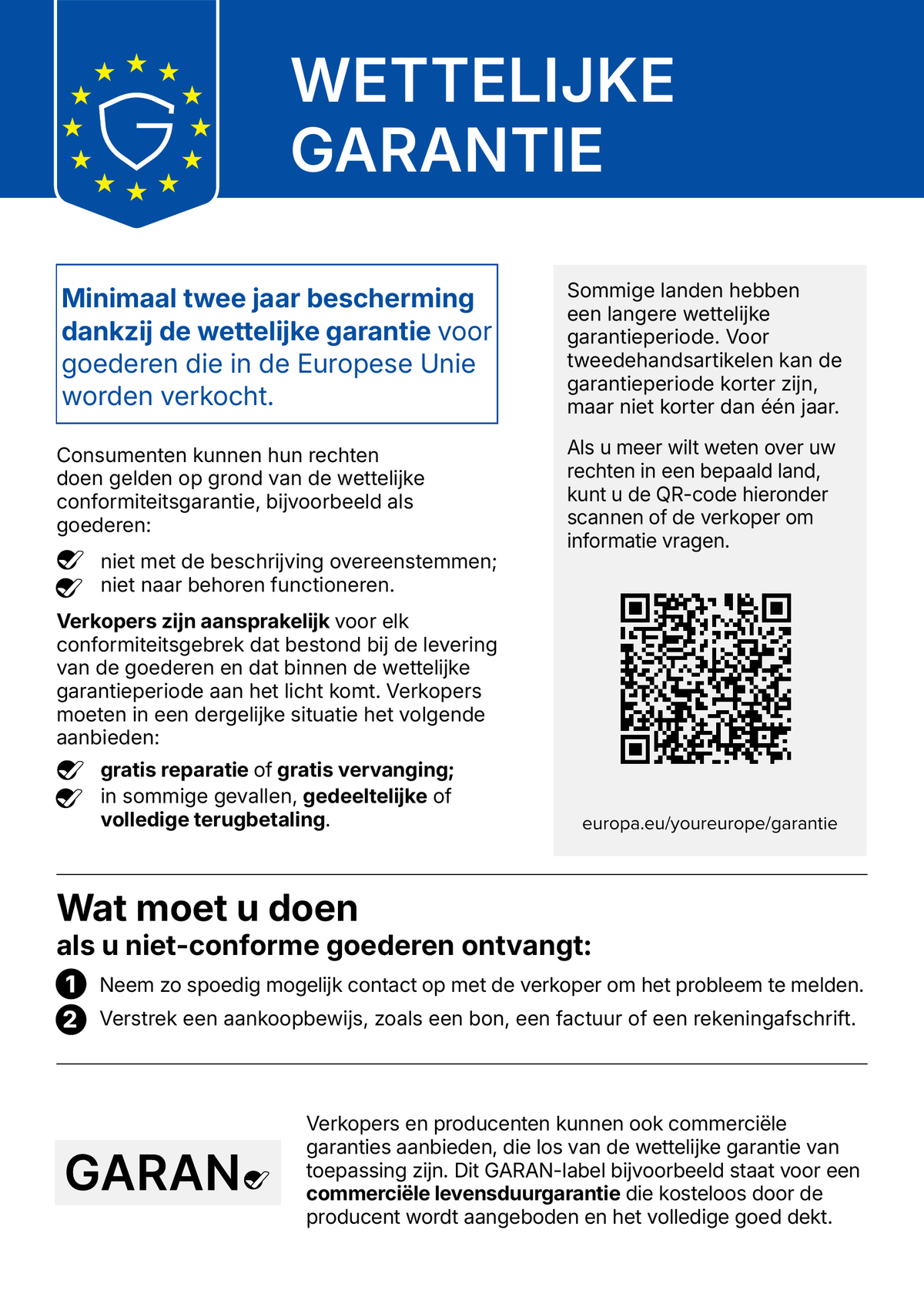EU-kennisgeving over de wettelijke garantierechten bij de aankoop van goederen