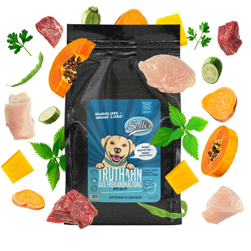 Probe Trockenfutter Freilandtruthahn - Minis | kleine Rassen 100g - Solli&